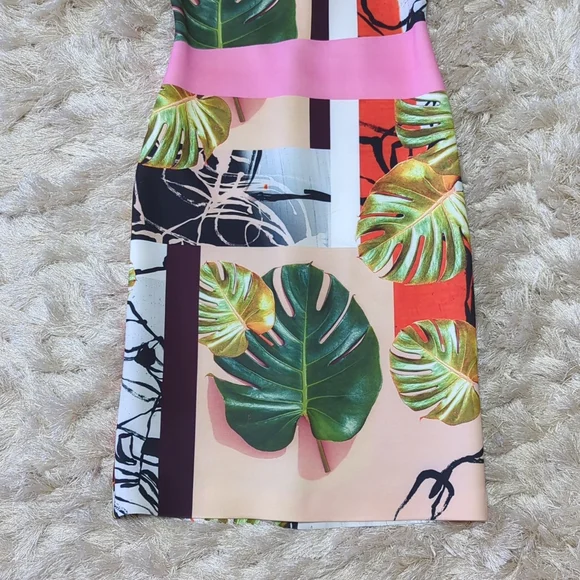 Clover Canyon Pink Green Falling Leaves Dress S - Picture 9 of 14